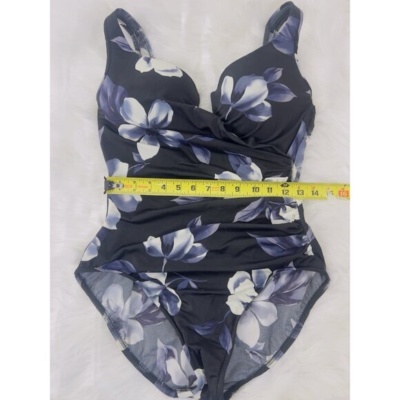 MIRACLESUIT Pandora One Piece Slimming Swimsuit Beach Black Floral Plus Size 16 - Picture 5 of 13